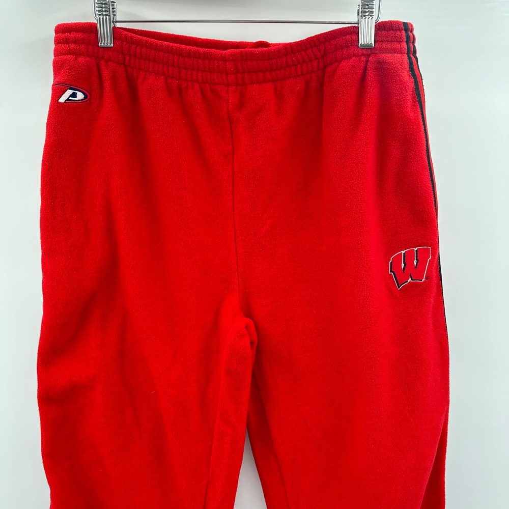 Pro Player Wisconsin Badgers Red Fleece Sweatpants Mens Large Side Stripe Jogger